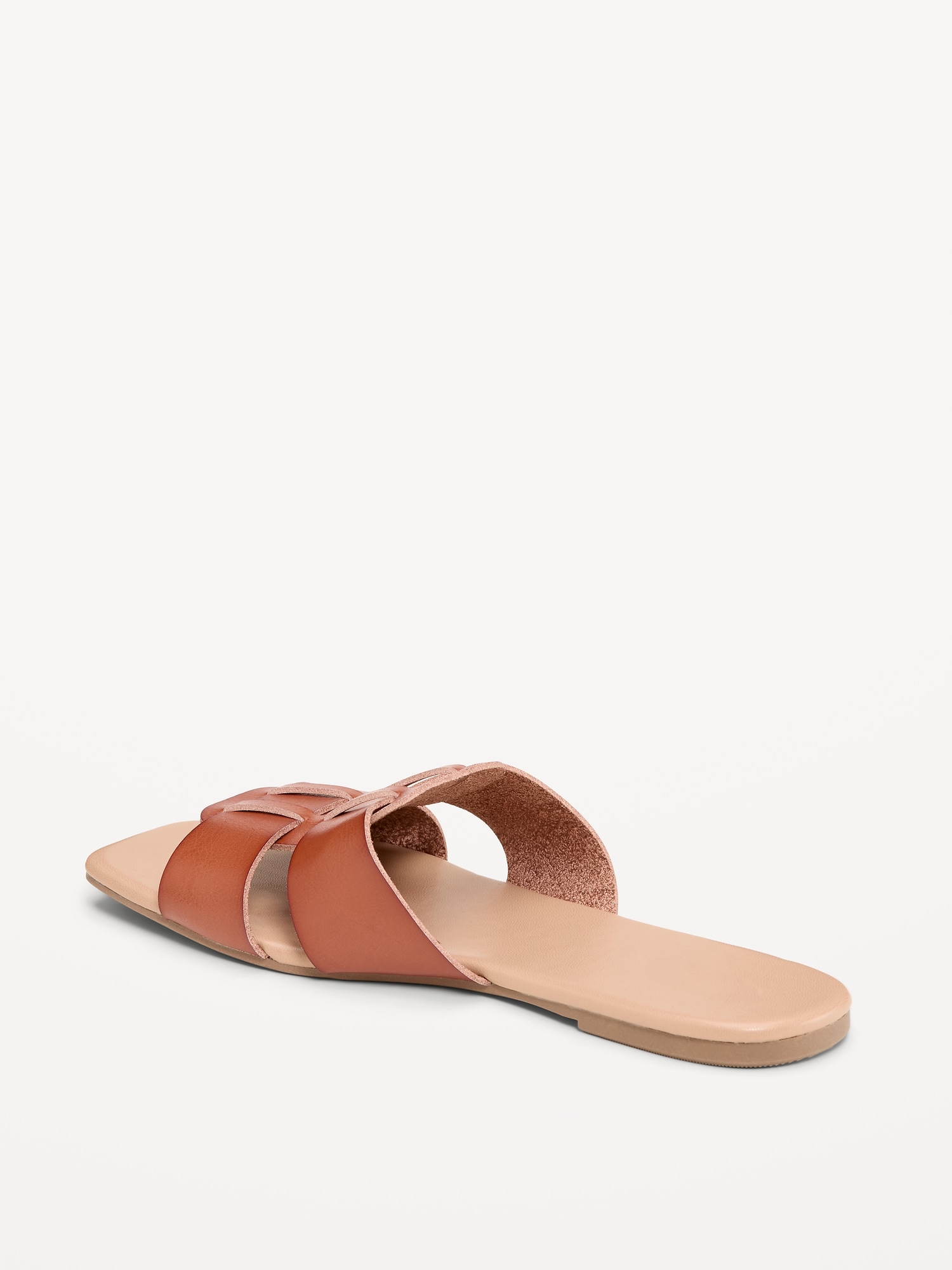 Faux-Leather Slide Sandals
