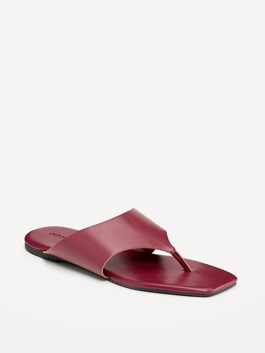 Image number 1 showing, Faux-Leather Wide Thong Sandal for Women