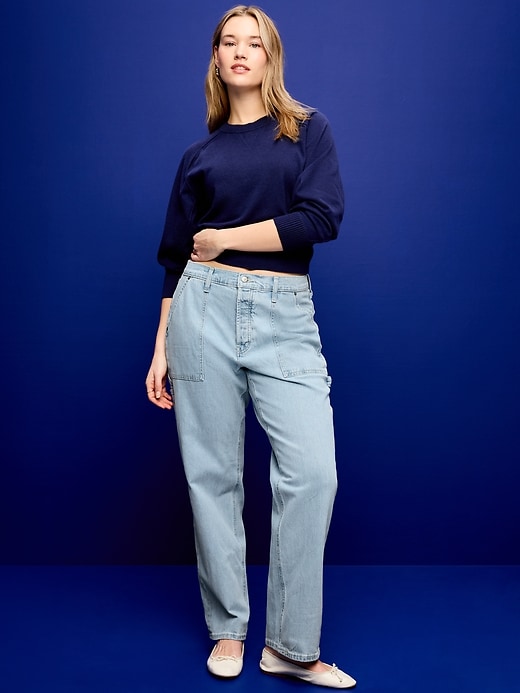 Image number 5 showing, Mid-Rise Utility Slouchy Straight Jeans