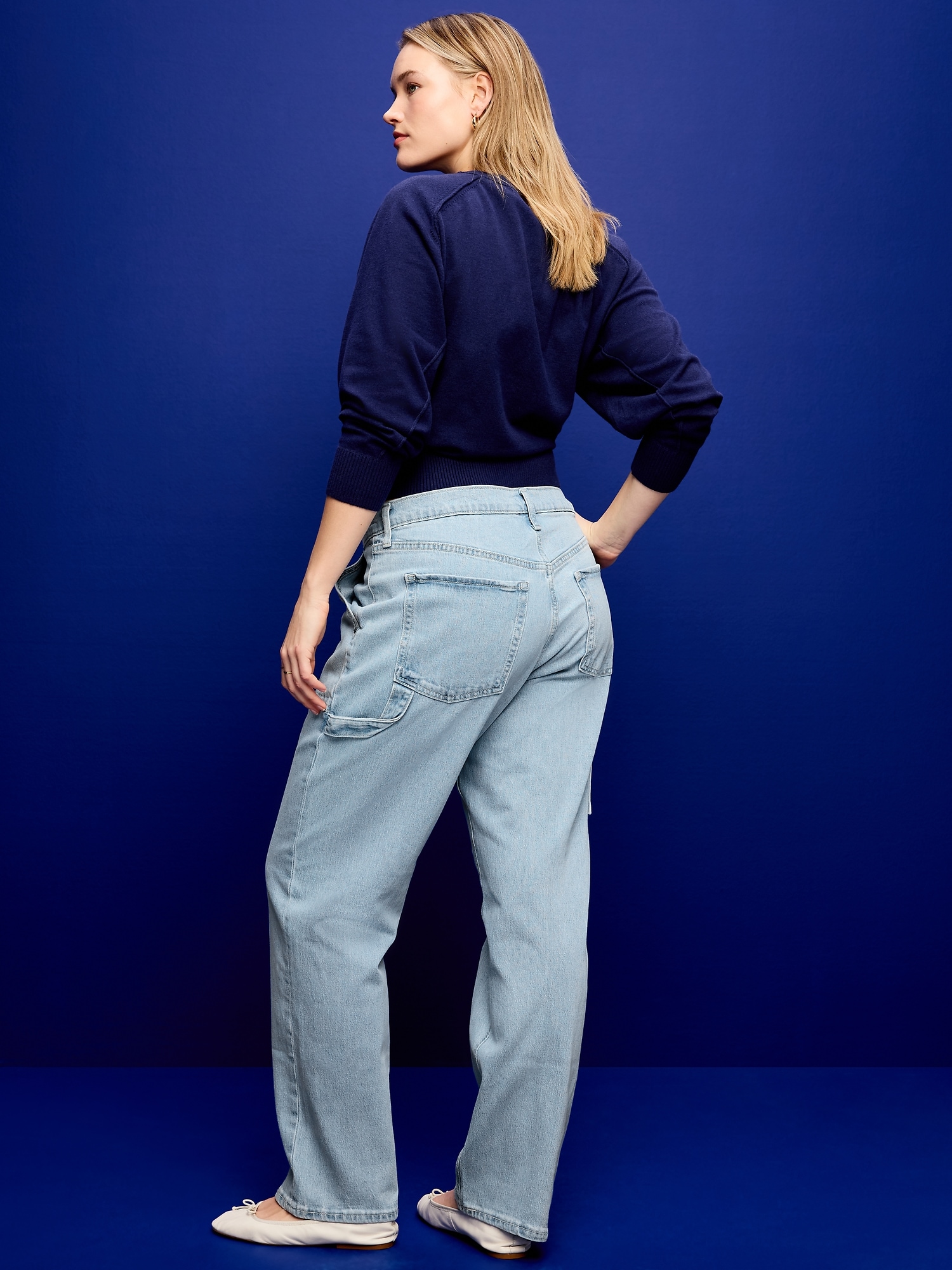 Low-Rise Utility Slouchy Straight Jeans