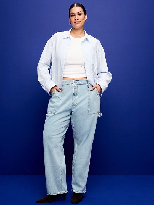 Image number 7 showing, Mid-Rise Utility Slouchy Straight Jeans