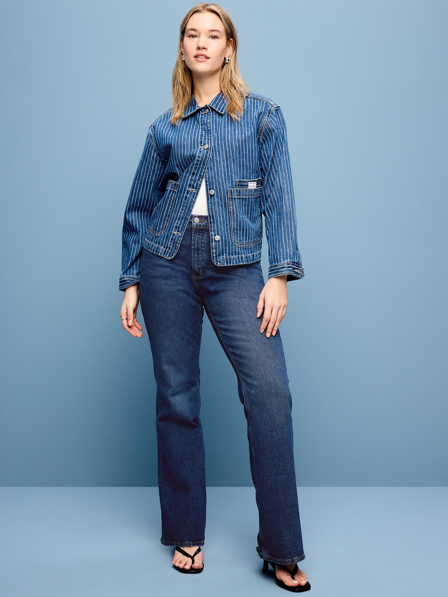Mid-Rise Loose Boot-Cut Jeans