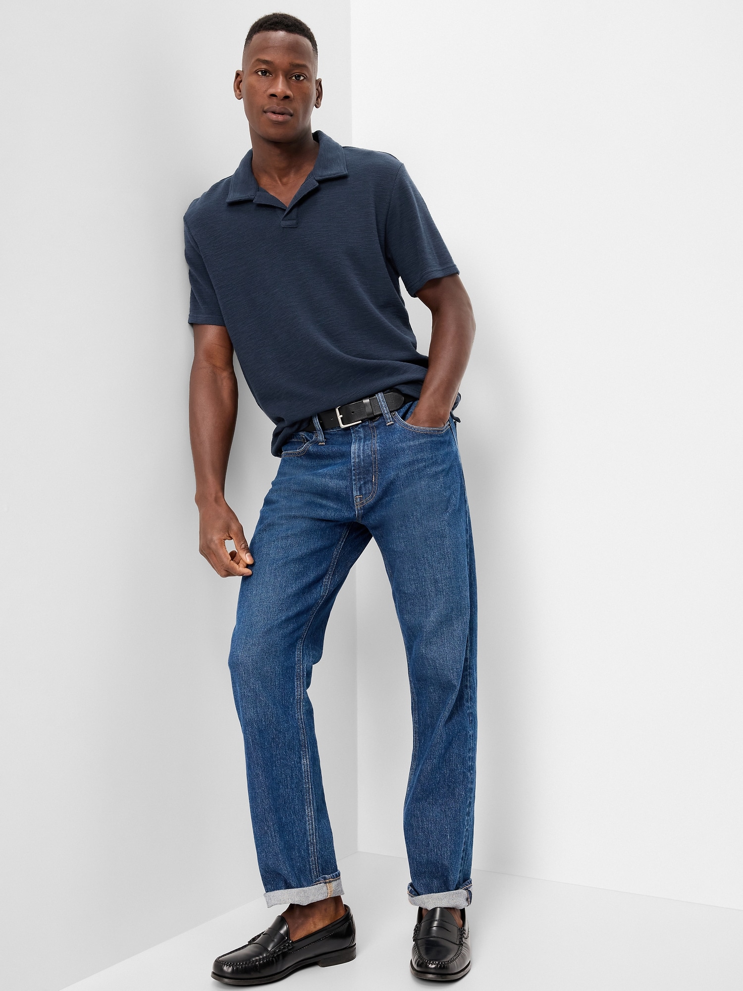 Textured Waffle-Knit Polo