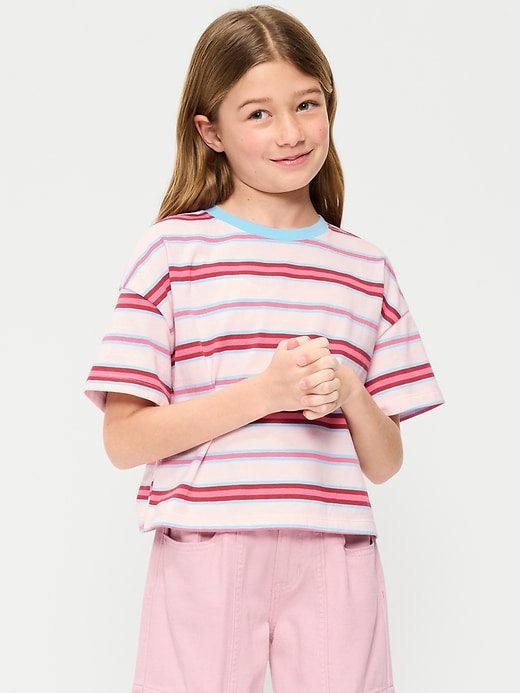 Image number 1 showing, Oversized Short-Sleeve Cropped T-Shirt for Girls