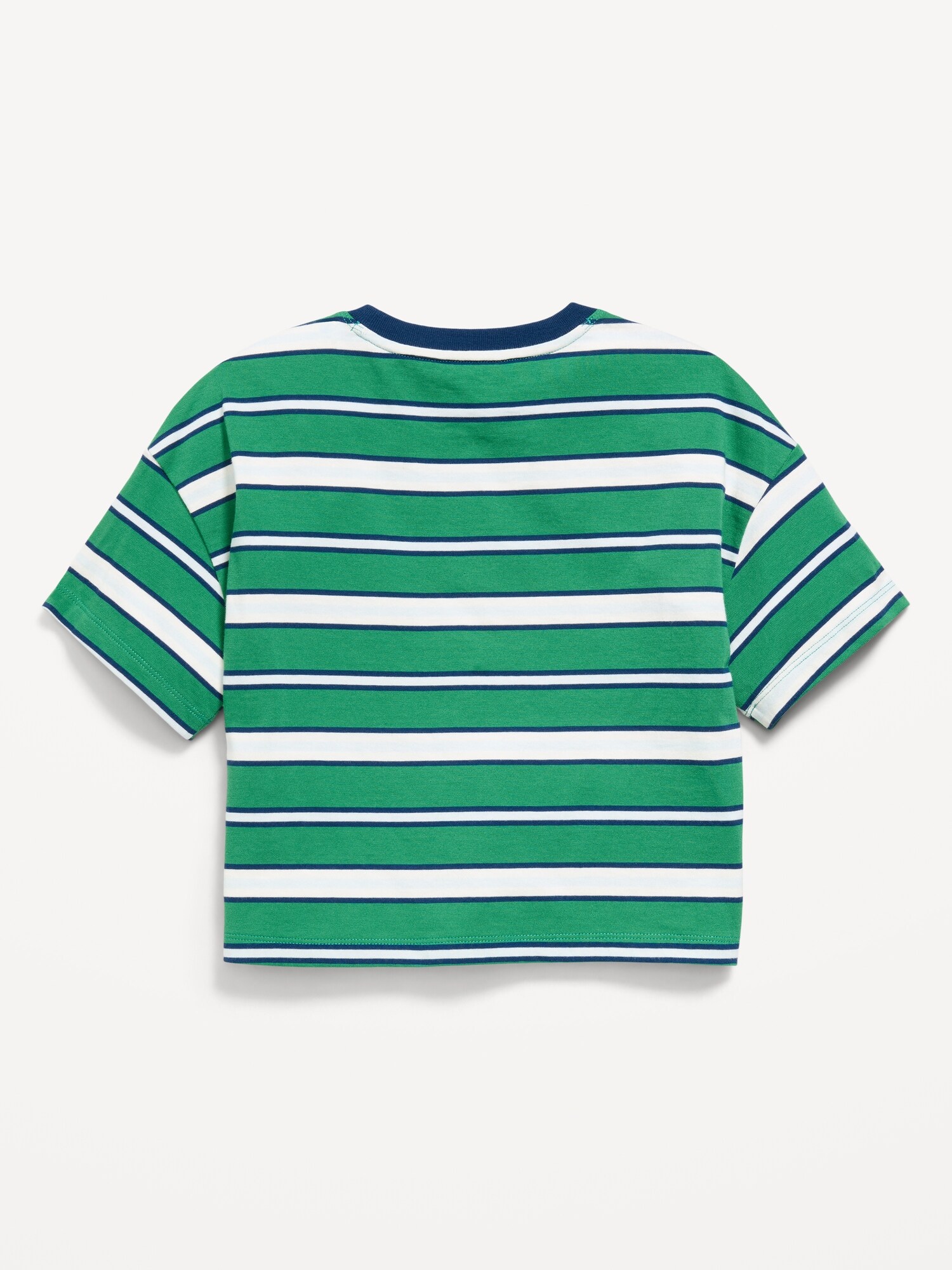 Футболка Old Navy Oversized Short-Sleeve Cropped T-Shirt для девочек, цвет: Зелёный полосатый — фото 3