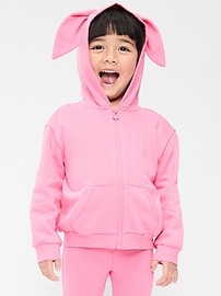 Image number 1 showing, Oversized Critter Zip Hoodie for Toddler Girls
