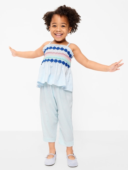 Image number 1 showing, Sleeveless Smocked Crinkle Top and Pants Set for Toddler Girls