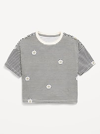 Image number 2 showing, Oversized Short-Sleeve Cropped T-Shirt for Girls