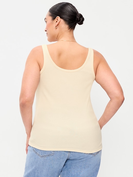 Image number 8 showing, First-Layer Ribbed Scoop-Neck Tank Top