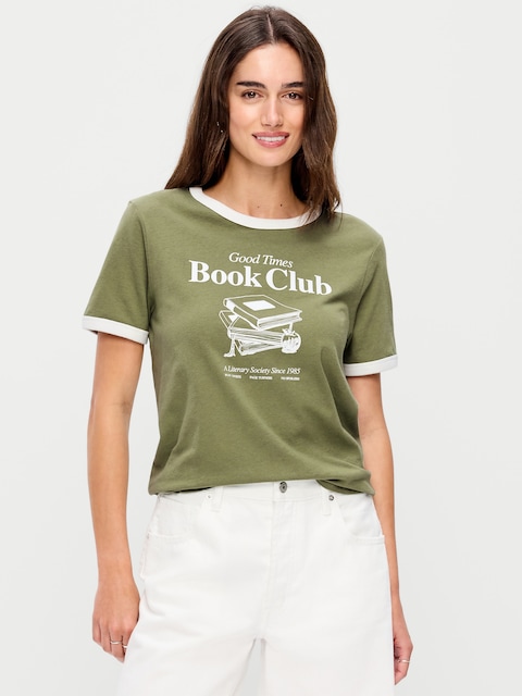 EveryWear Crew-Neck Graphic Ringer T-Shirt