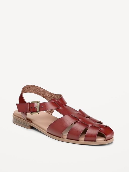 Image number 1 showing, Faux-Leather Fisherman Sandals
