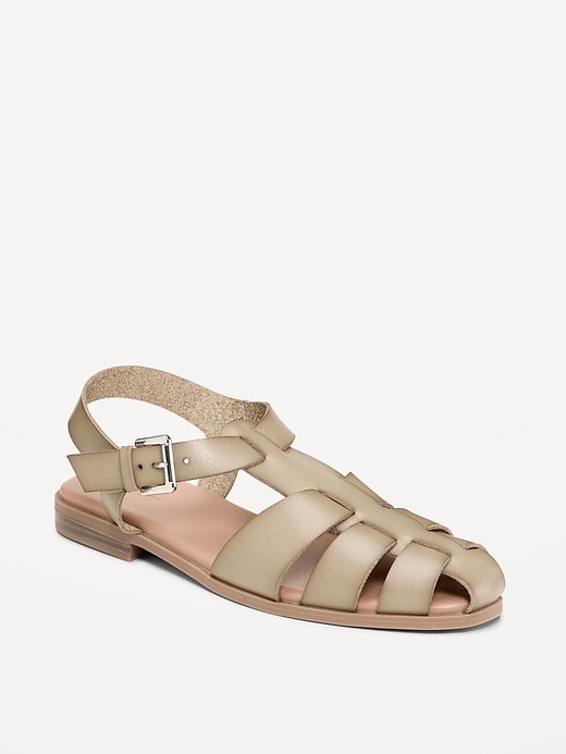 Image number 1 showing, Faux-Leather Fisherman Sandals
