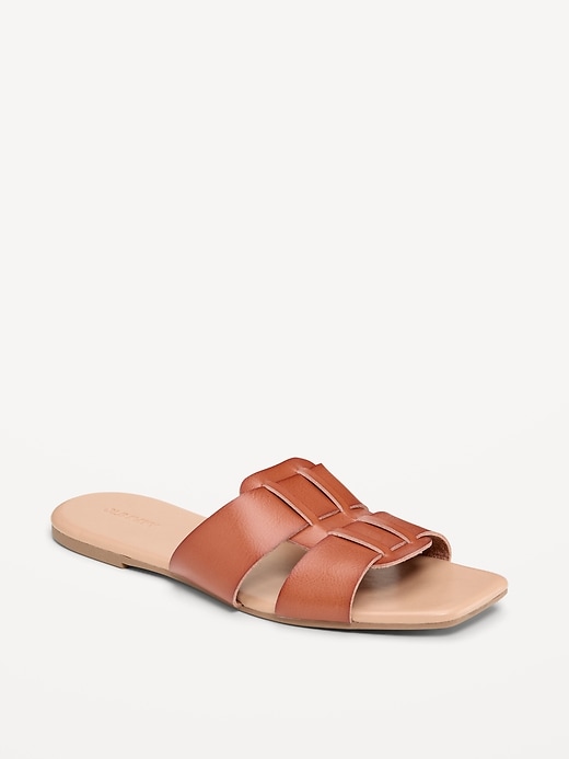 Image number 1 showing, Faux-Leather Slide Sandals