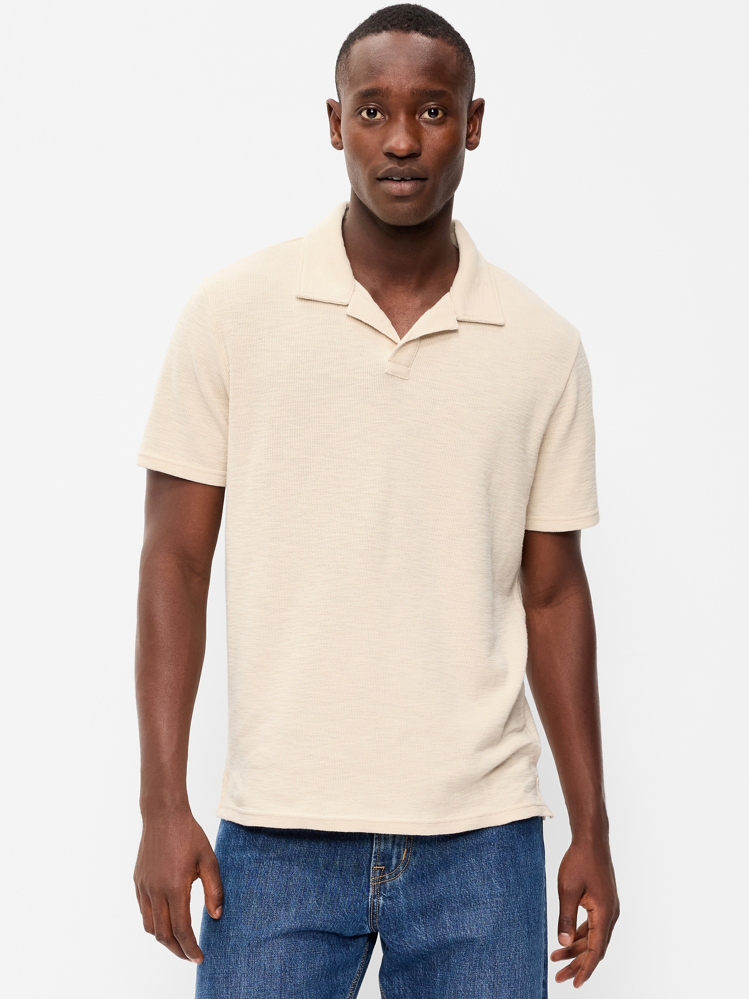 Textured Waffle-Knit Polo