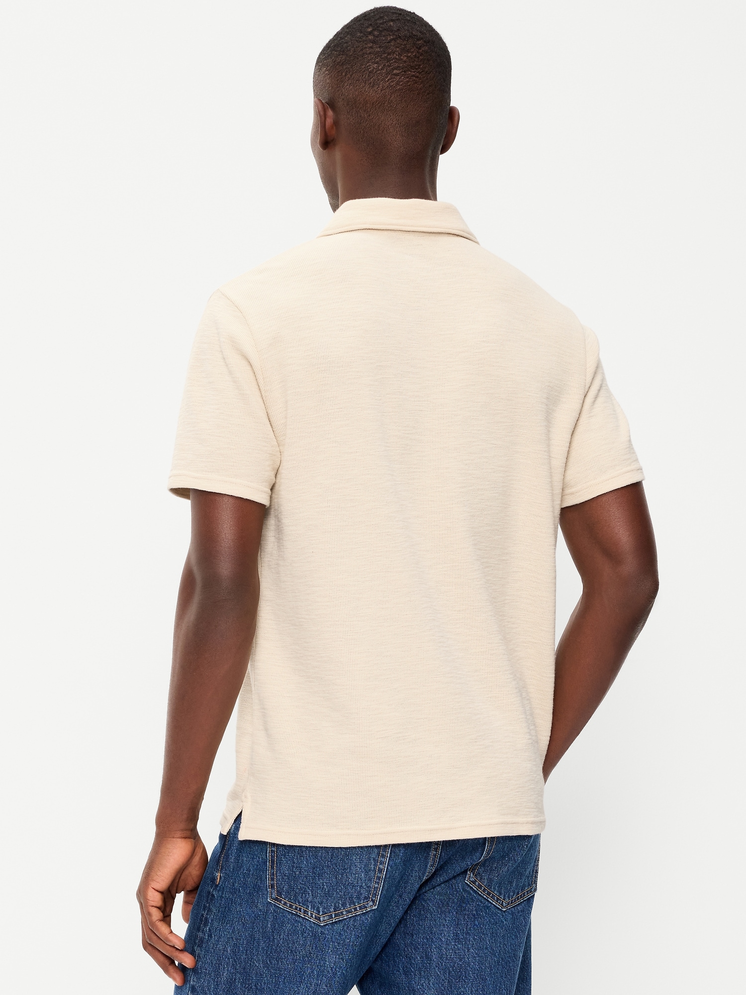 Textured Waffle-Knit Polo