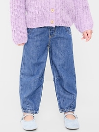 Image number 2 showing, Pull-On Barrel-Leg Jeans for Toddler Girls