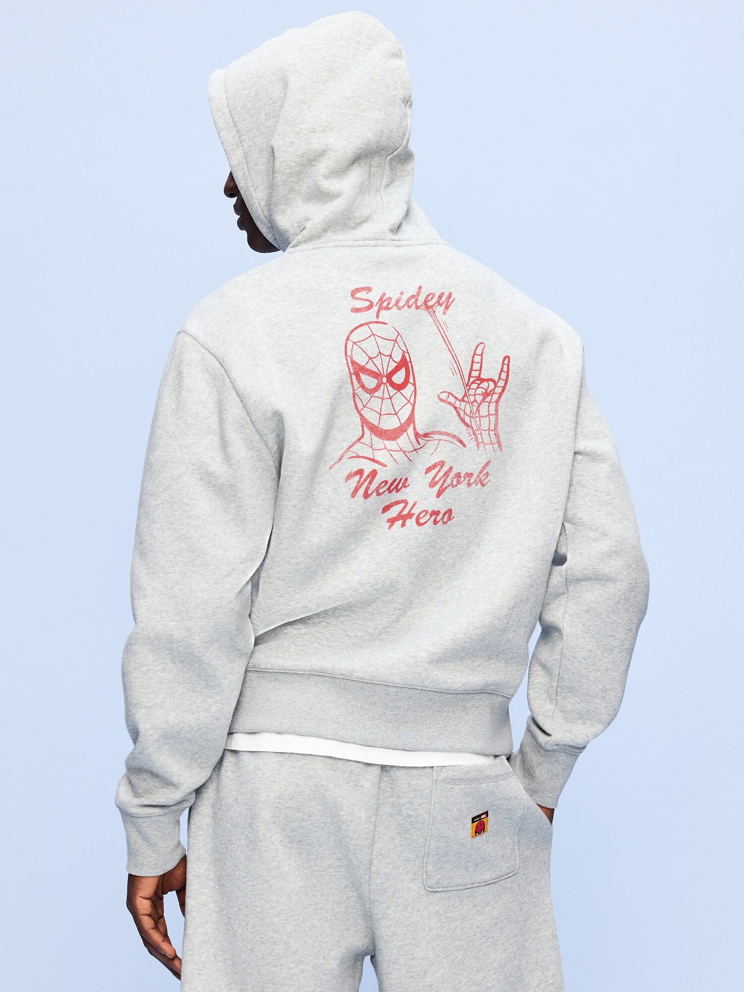 Мужское худи Old Navy x Marvel Spider-Man Popover for Men, цвет: Меланжевый серый — фото 2