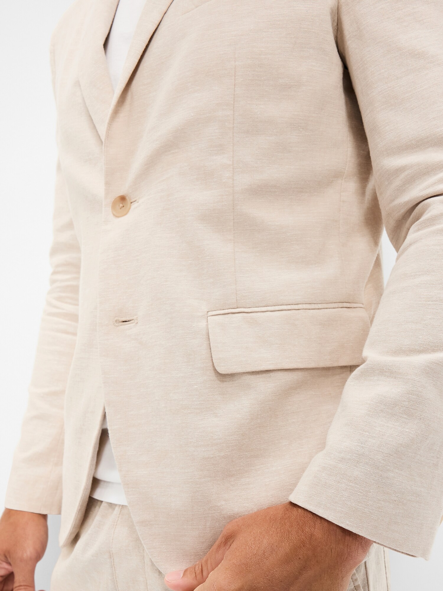 Мужской пиджак Old Navy Relaxed Unlined Linen-Blend Blazer, цвет: Серо-бежевый — фото 5