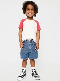 Image number 1 showing, Baggy Carpenter Utility Jean Shorts for Toddler Boys
