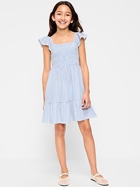 Image number 1 showing, Printed Smocked Fit and Flare Dress for Girls