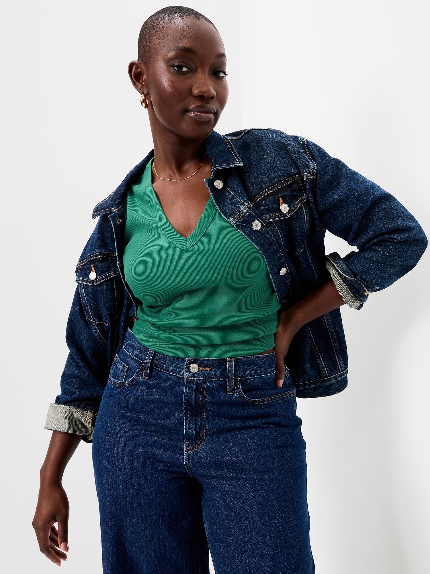 Snug Crop V-Neck Tank Top