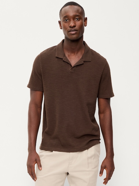 Textured Waffle-Knit Polo