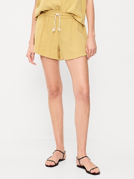 Image number 2 showing, High-Waisted Crinkle Gauze Shorts
