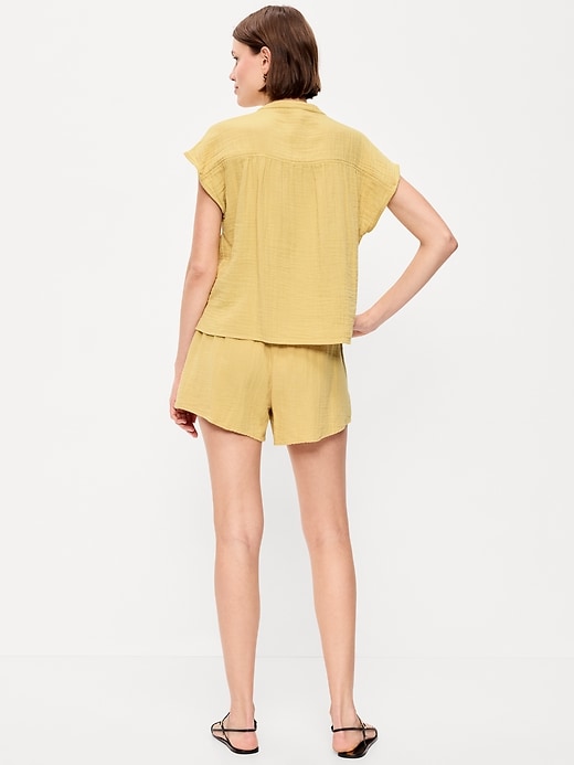 Image number 3 showing, High-Waisted Crinkle Gauze Shorts