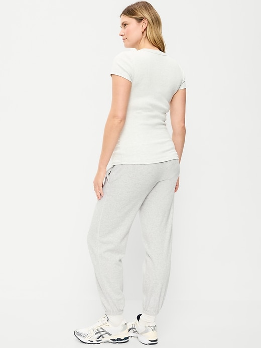Image number 3 showing, Maternity Rollover-Waist Fleece Jogger Sweatpants