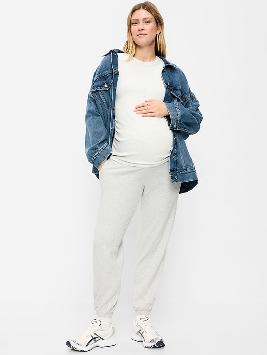 Image number 1 showing, Maternity Rollover-Waist Fleece Jogger Sweatpants