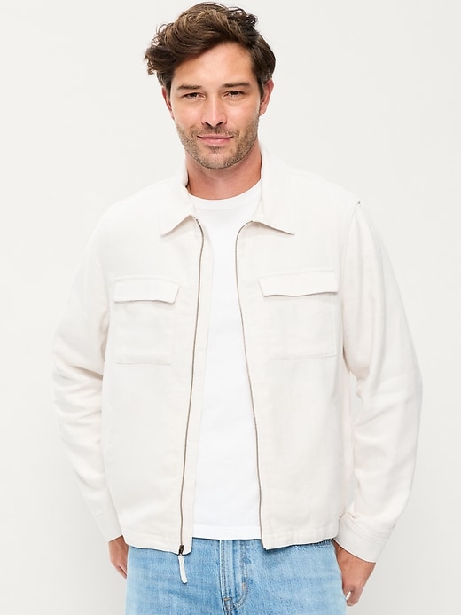 Image number 1 showing, Lightweight Linen-Blend Utility Jacket