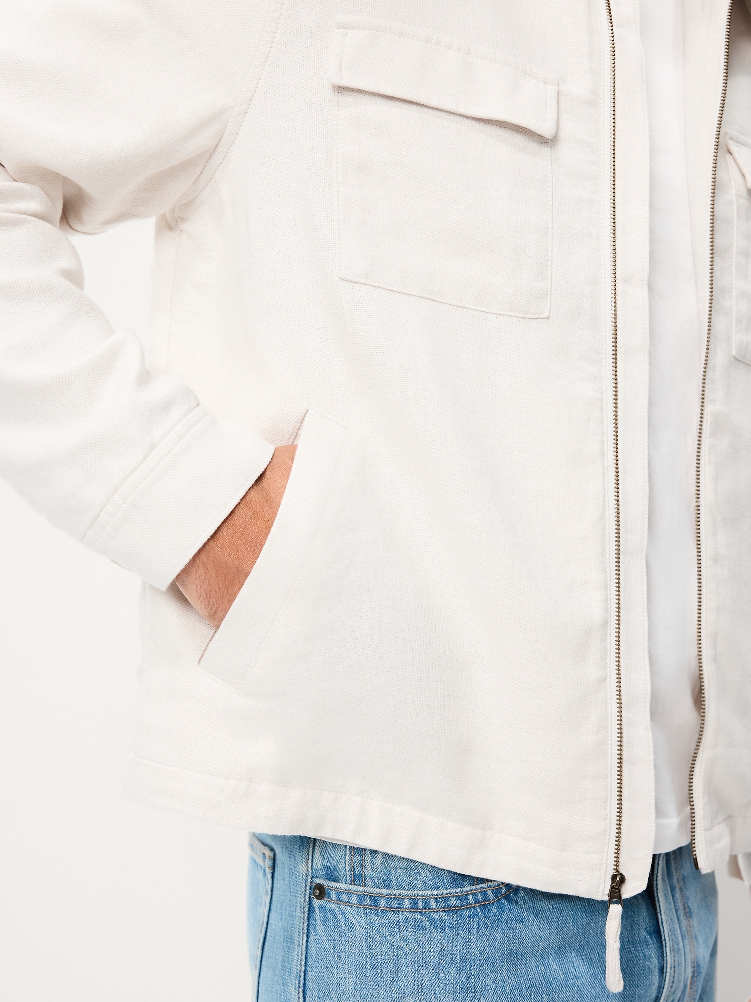 Lightweight Linen-Blend Utility Jacket