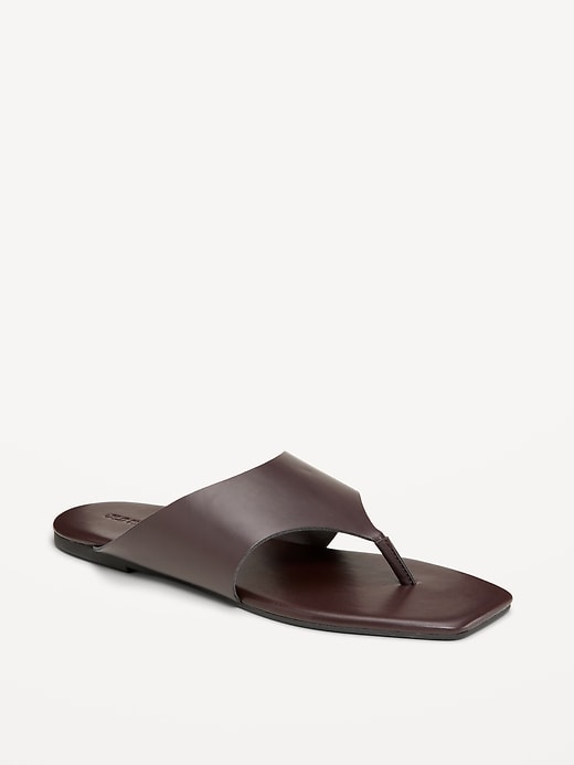 Image number 1 showing, Faux-Leather Wide Thong Sandal for Women