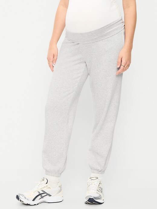 Image number 2 showing, Maternity Rollover-Waist Fleece Jogger Sweatpants