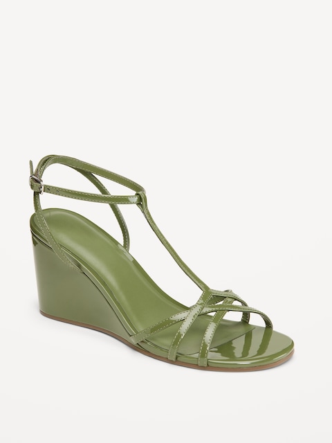 T-Strap Wedge Sandals for Women