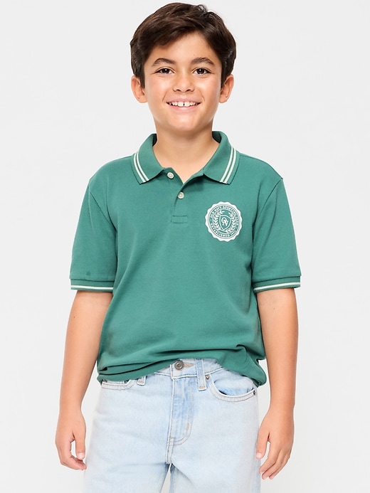 Image number 1 showing, Short-Sleeve Pique Graphic Polo Shirt for Boys