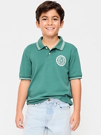 Image number 1 showing, Short-Sleeve Pique Graphic Polo Shirt for Boys