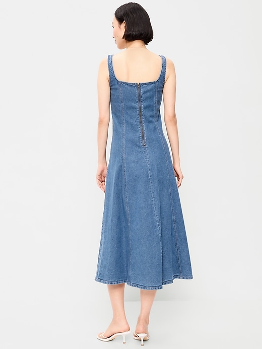 Image number 2 showing, Fit & Flare Sleeveless Denim Midi Dress