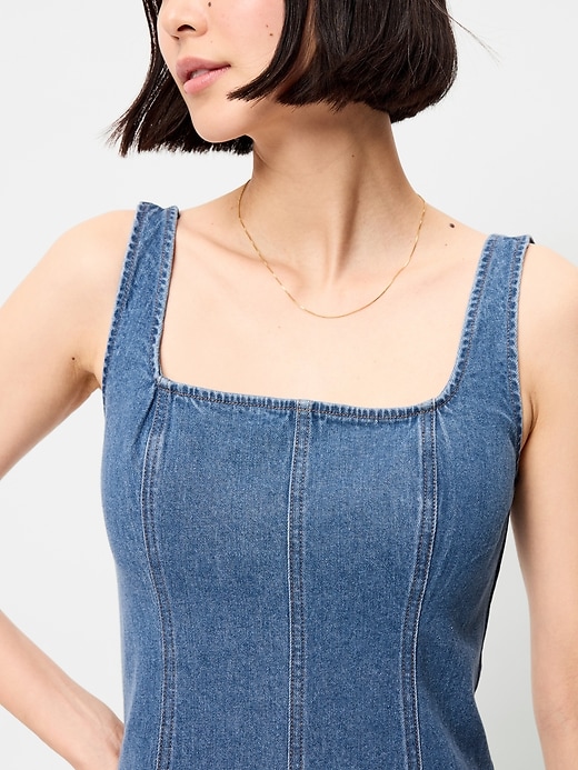 Image number 6 showing, Fit & Flare Sleeveless Denim Midi Dress