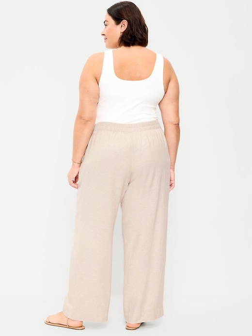 Image number 9 showing, High-Waisted Linen-Blend Wide-Leg Pants