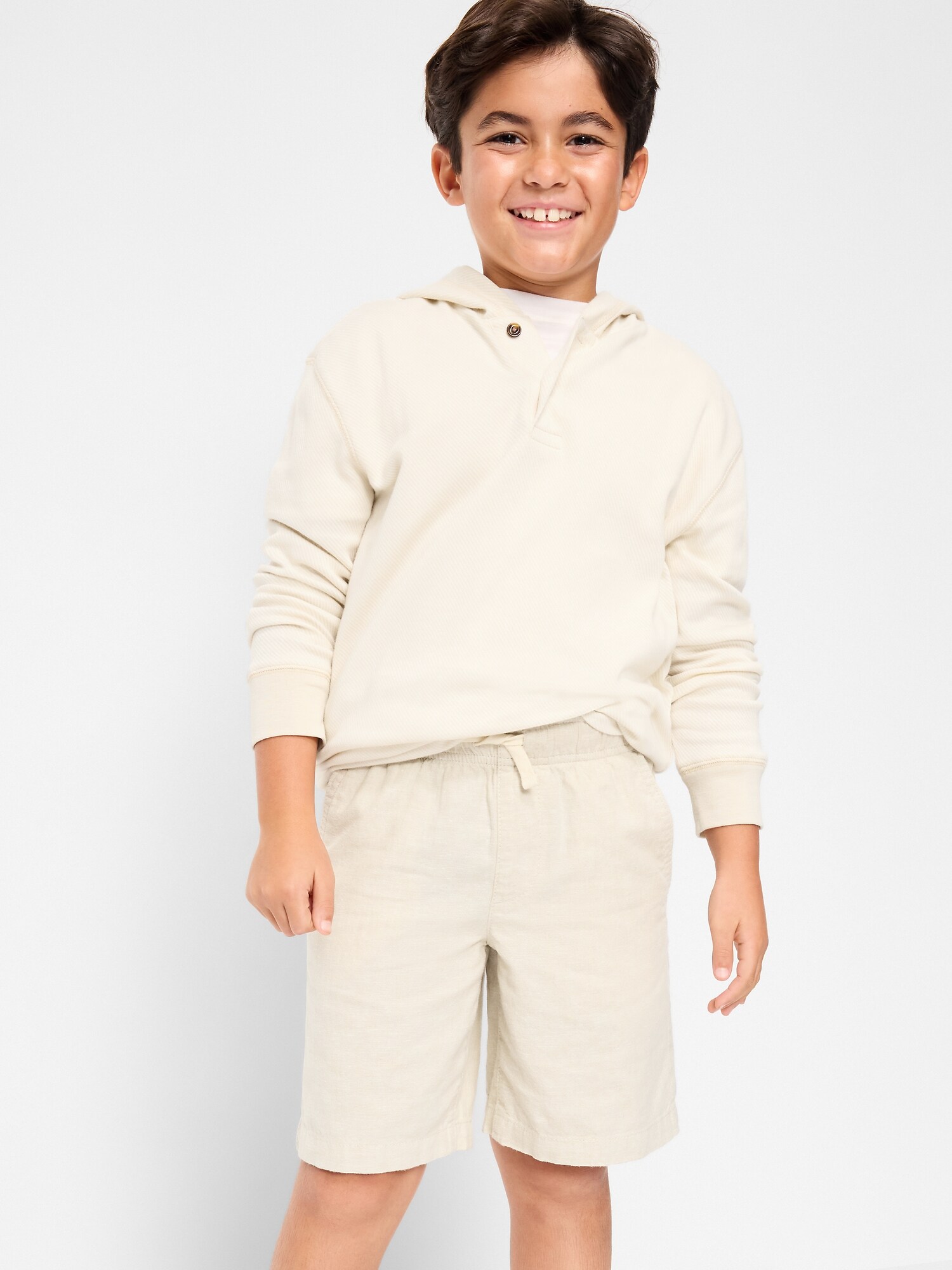Шорты Old Navy Knee Length Linen-Blend Dock Shorts для мальчиков, цвет: Серо-бежевый — фото 3