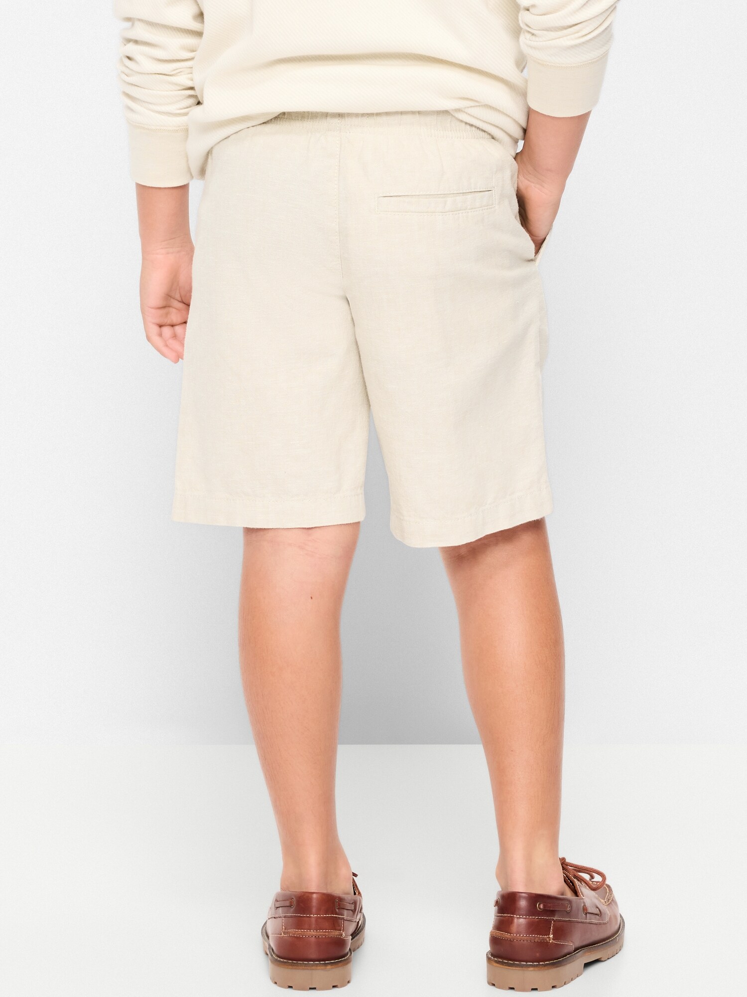 Шорты Old Navy Knee Length Linen-Blend Dock Shorts для мальчиков, цвет: Серо-бежевый — фото 2