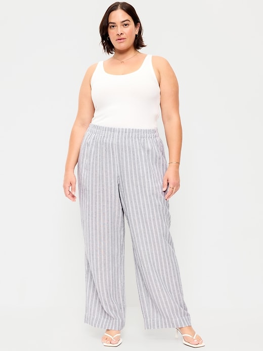 Image number 9 showing, High-Waisted Linen-Blend Super Wide-Leg Pants