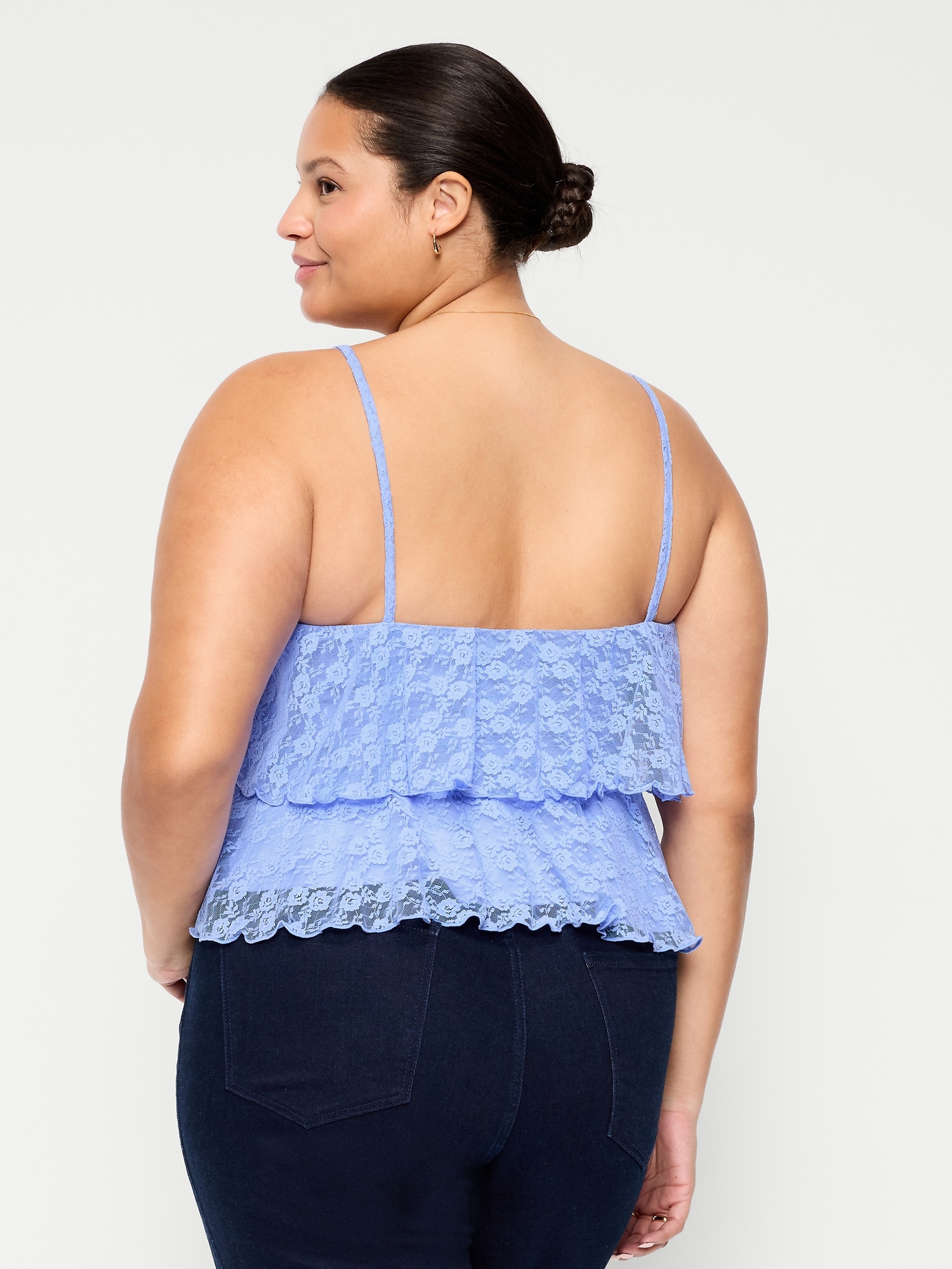 Sleeveless Tiered Lace Ruffle Top