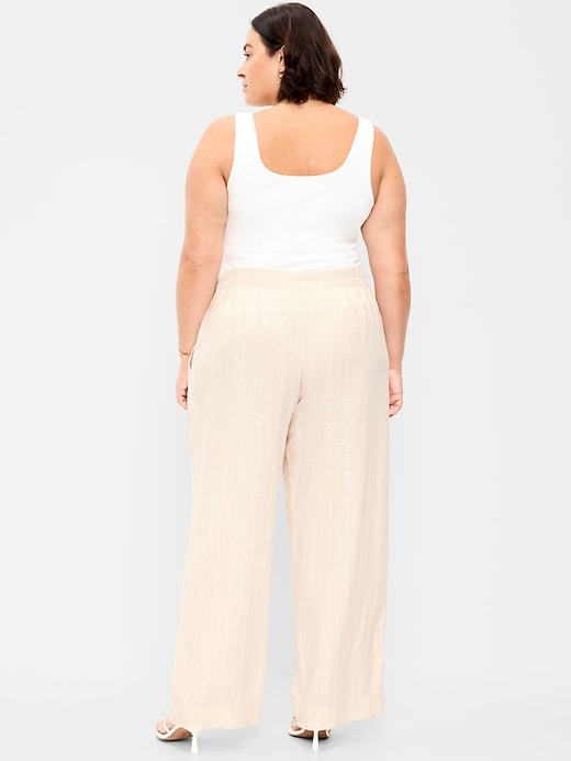 Image number 6 showing, High-Waisted Linen-Blend Wide-Leg Pants