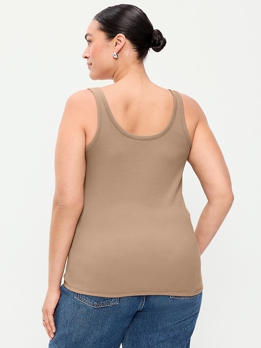 Image number 8 showing, First-Layer Ribbed Scoop-Neck Tank Top