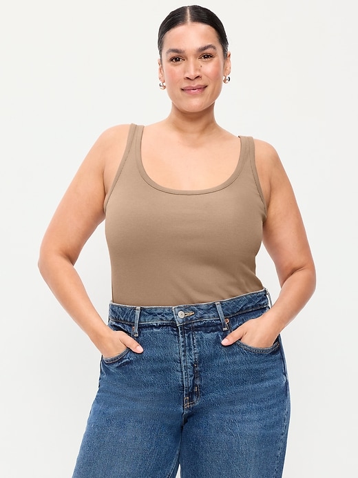 Image number 7 showing, First-Layer Ribbed Scoop-Neck Tank Top