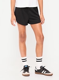 Image number 1 showing, High-Waisted Mesh Dolphin-Hem Shorts for Girls