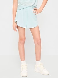 Image number 1 showing, High-Waisted Mesh Dolphin-Hem Shorts for Girls