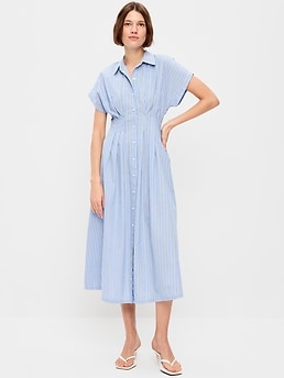 Waisted Midi Shirt Dress - image 3